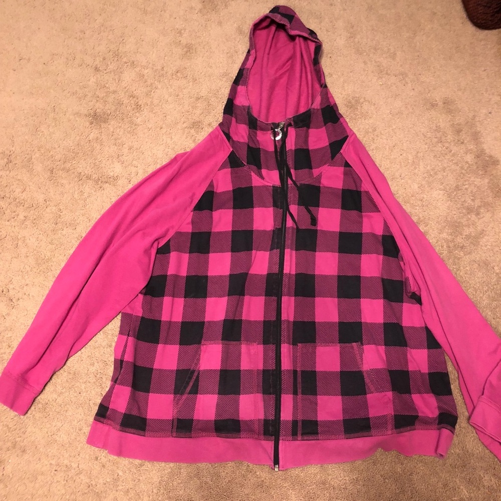 Pink plaid hoodie